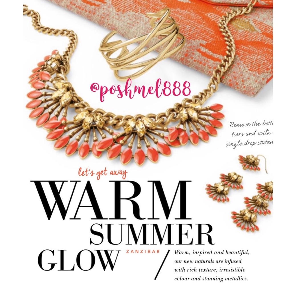 Stella & Dot | Vintage Gold + Coral Cay Retired Statement Necklace - Picture 3 of 12